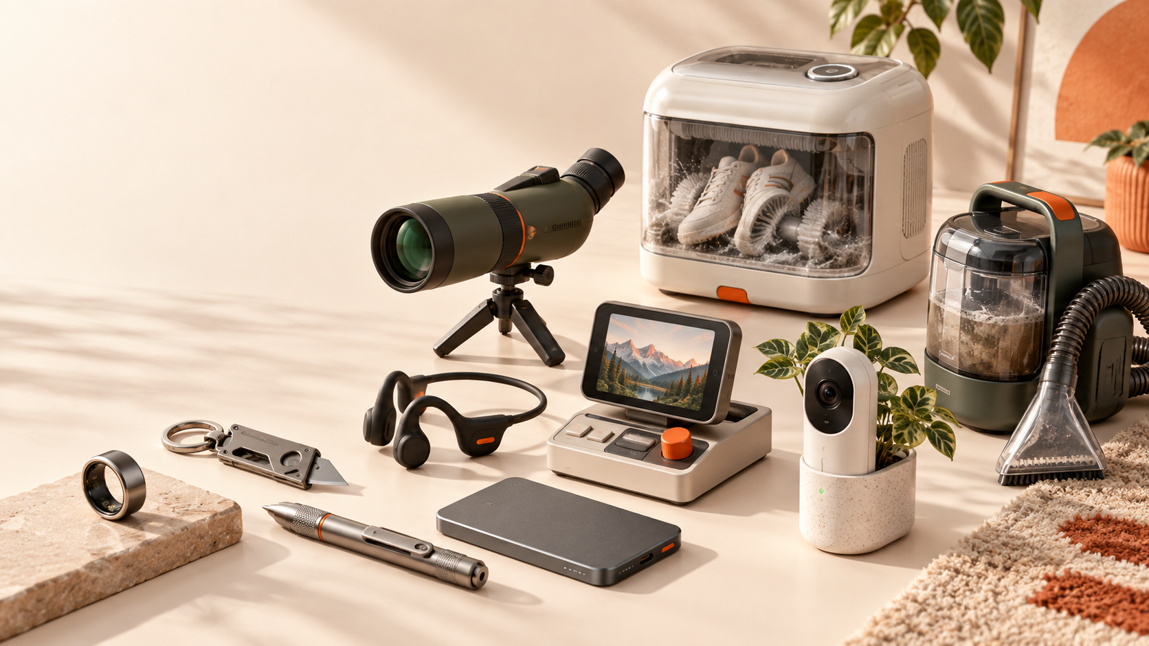 Editorial collage of emerging technology products